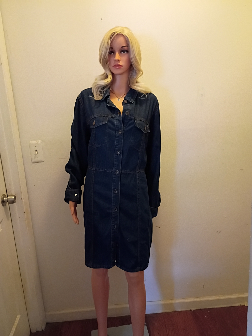 Frye Dark Blue Denim Button-Front Jacket Dress